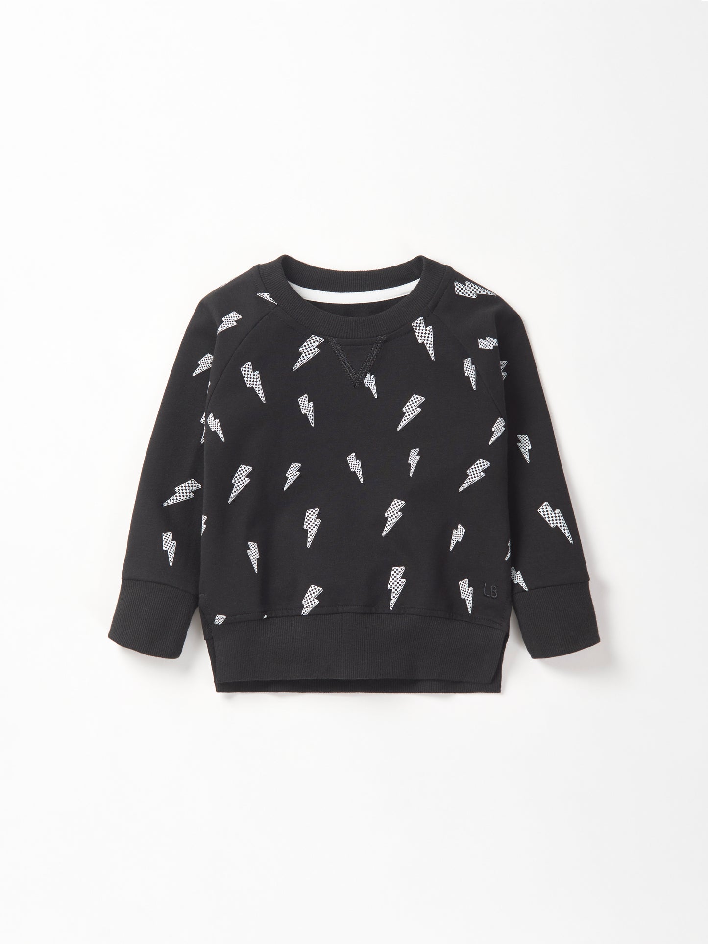 Little Bipsy Pullover in Black Lightning Bolt