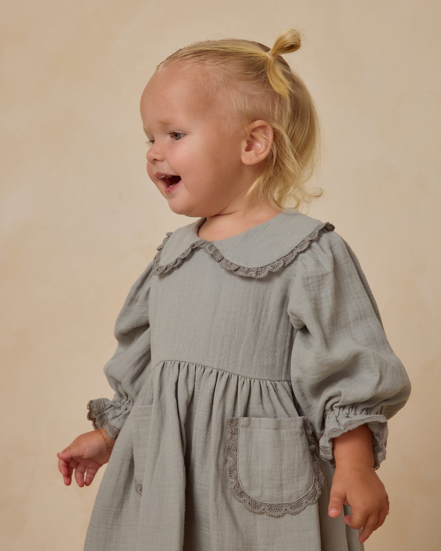 Quincy Mae Marisol Dress in Steel Blue