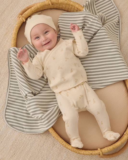 Quincy Mae Wrap Top & Footed Pant Set in Bunnies