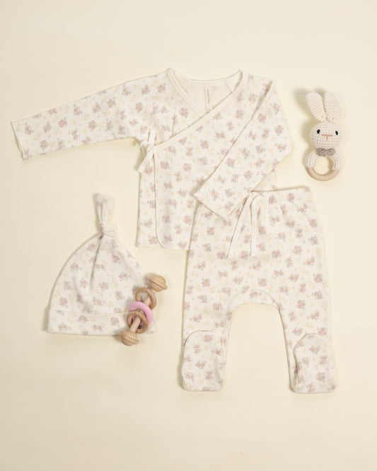 Quincy Mae Wrap Top & Footed Pant Set in Flower Field