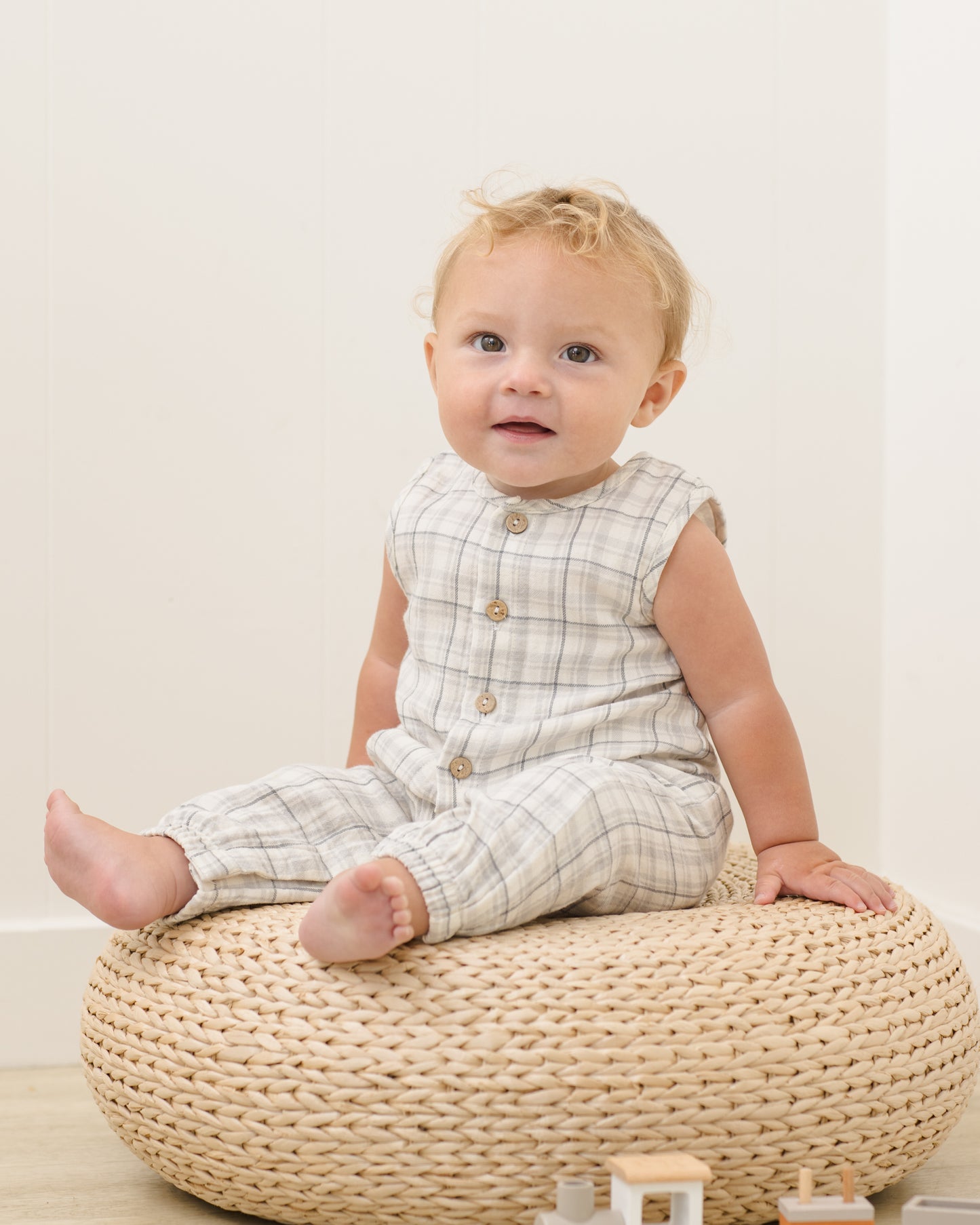 Quincy Mae Woven Jumpsuit in Blue Plaid