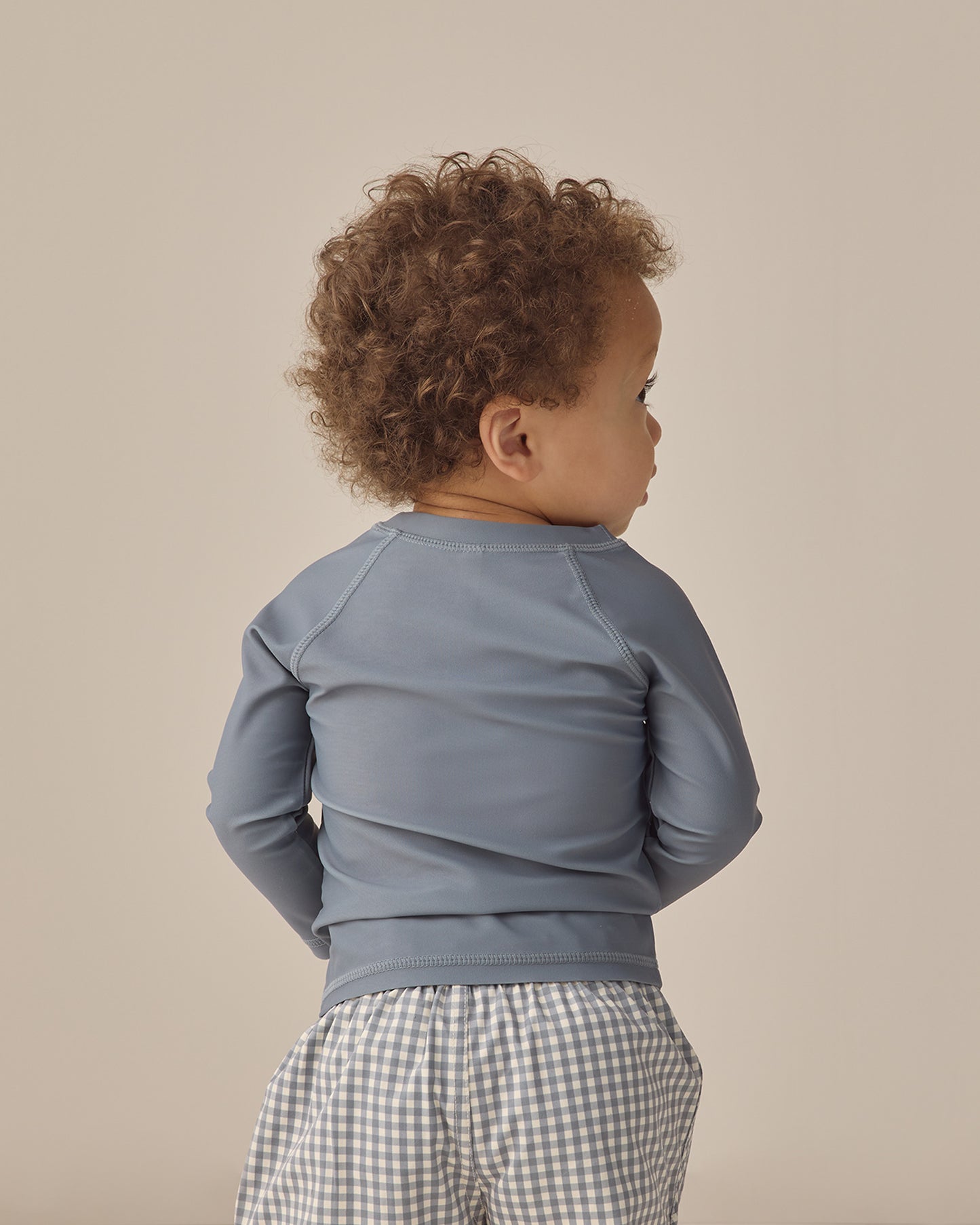 Quincy Mae Swim Short in Ocean Gingham