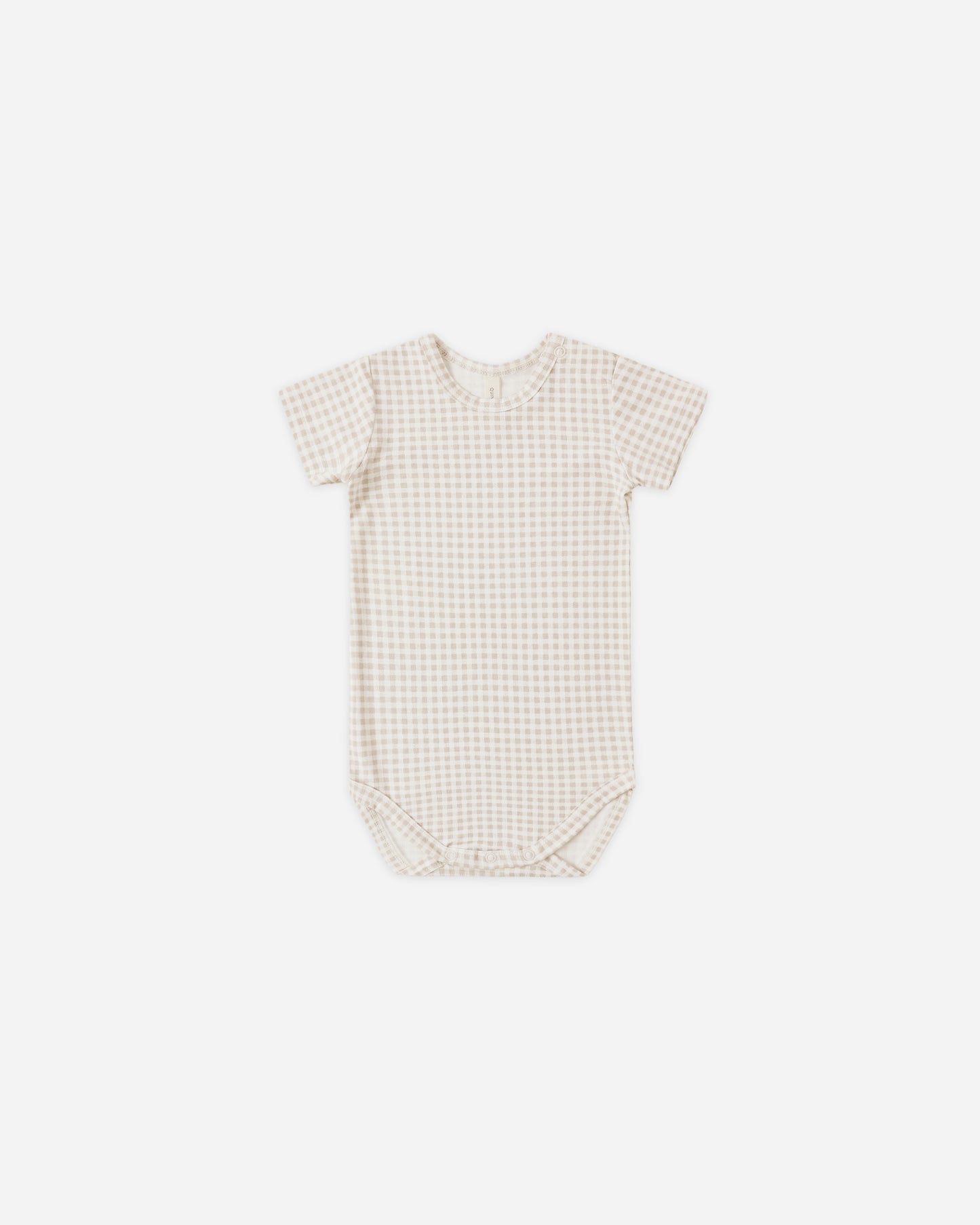 Quincy Mae Bamboo Short Sleeve Bodysuit in Oat Gingham