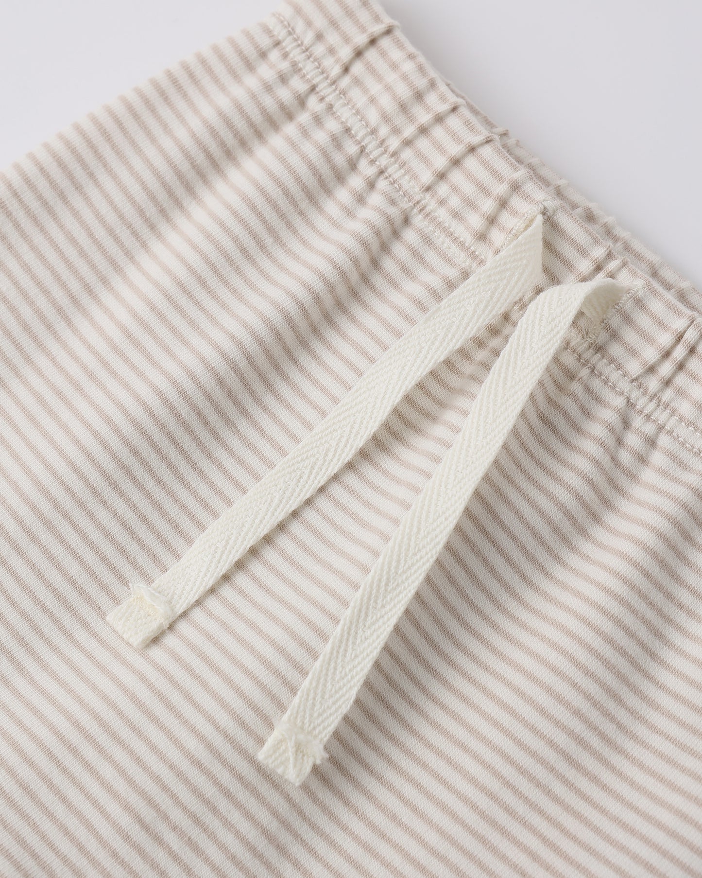 Quincy Mae Wrap Top & Footed Pant Set in Oat Microstripe