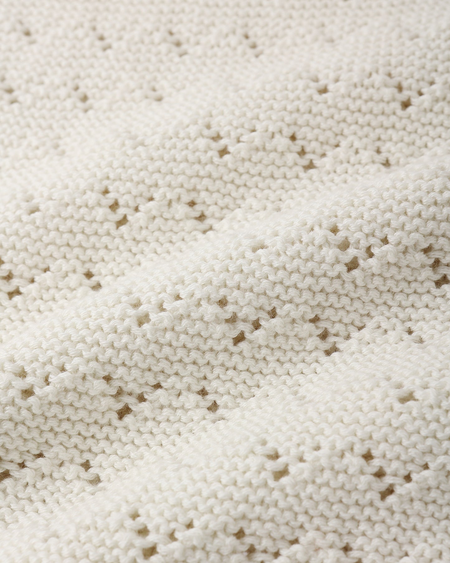 Quincy Mae Knit Pointelle Ruffle Romper in Natural