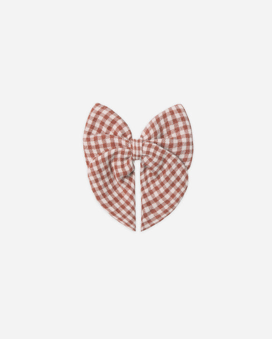 Quincy Mae Clip Bow in Red Gingham