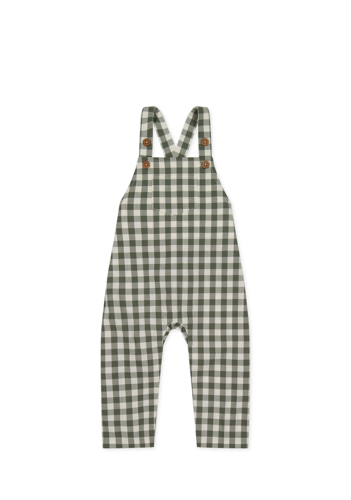 Organic Cotton Kingston Overall in Gingham Grape Leaf