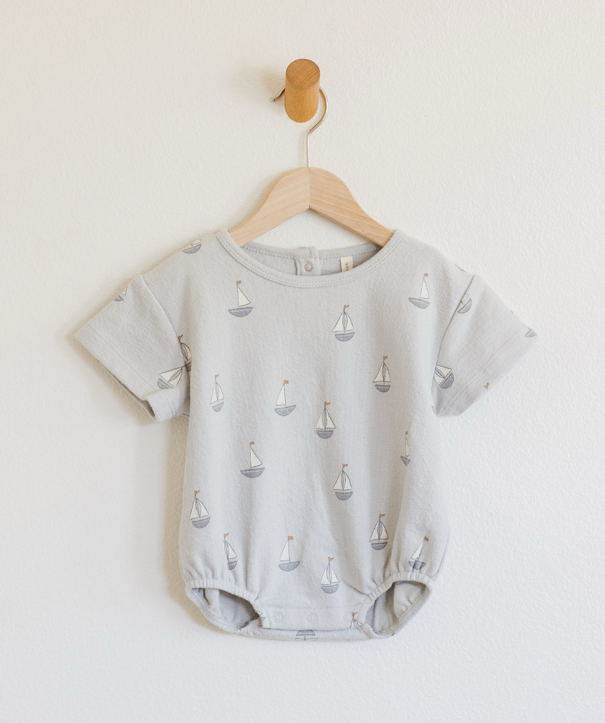 Quincy Mae Relaxed Short Sleeve Bubble Romper in Sailboats