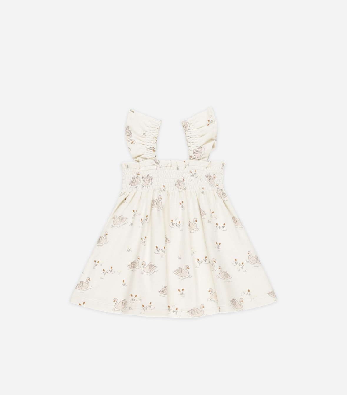 Quincy Mae Smocked Jersey Dress in Swans