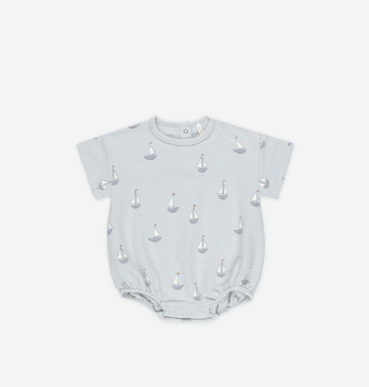Quincy Mae Relaxed Short Sleeve Bubble Romper in Sailboats