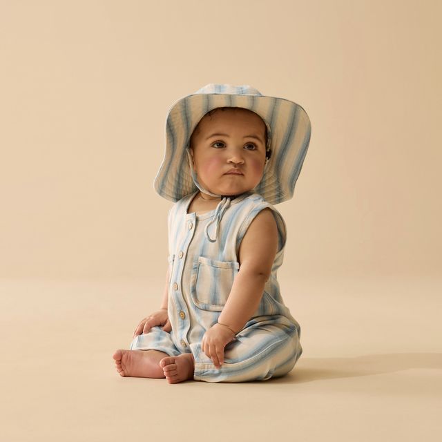 Wilson and Frenchy Organic Cotton Growsuit in Deep Blue Stripe