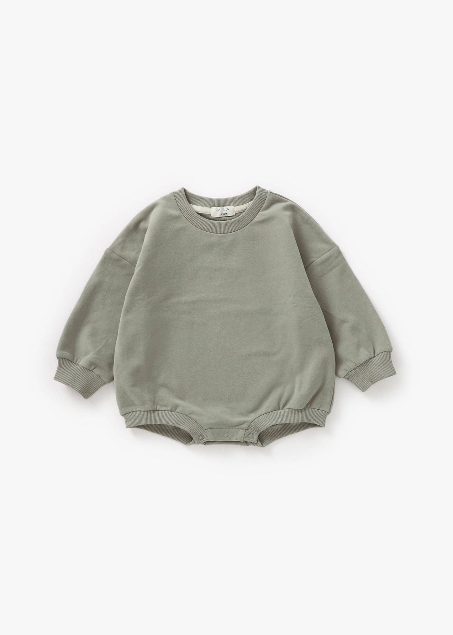 Mila & Co. Sweatshirt Bubble Romper in Basil