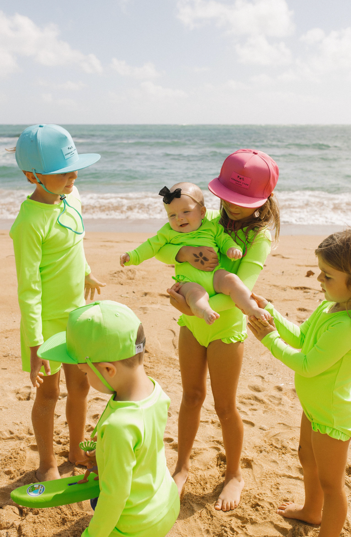 Current Tyed Green Gecko Ribbed Ruffle Rashguard Suit