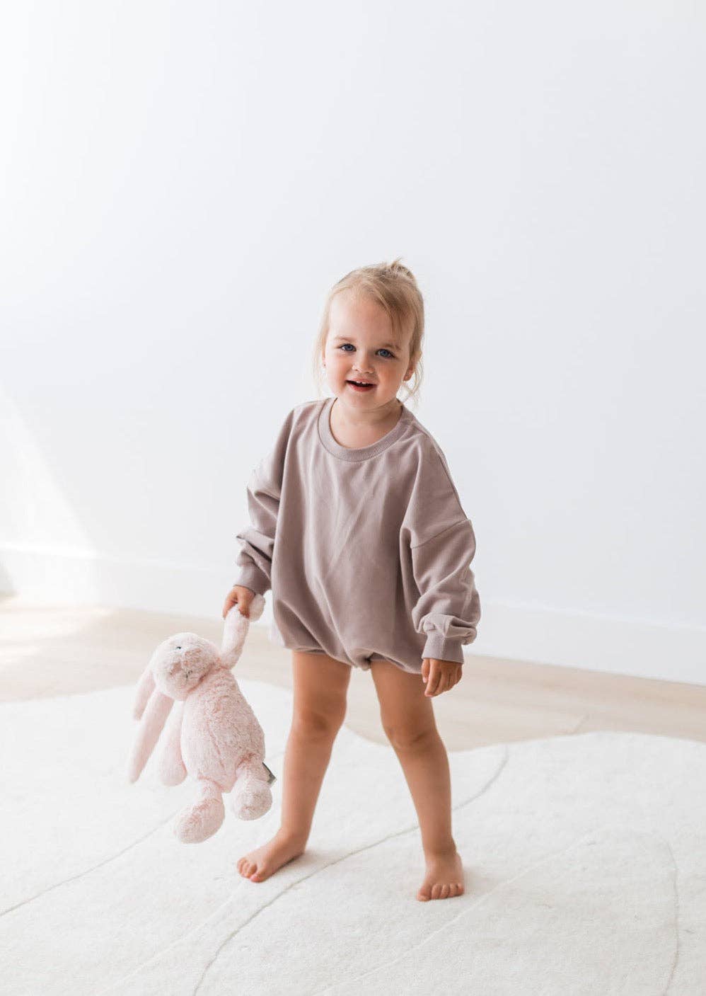 Mila & Co. Sweatshirt Bubble Romper in Pale Mulberry