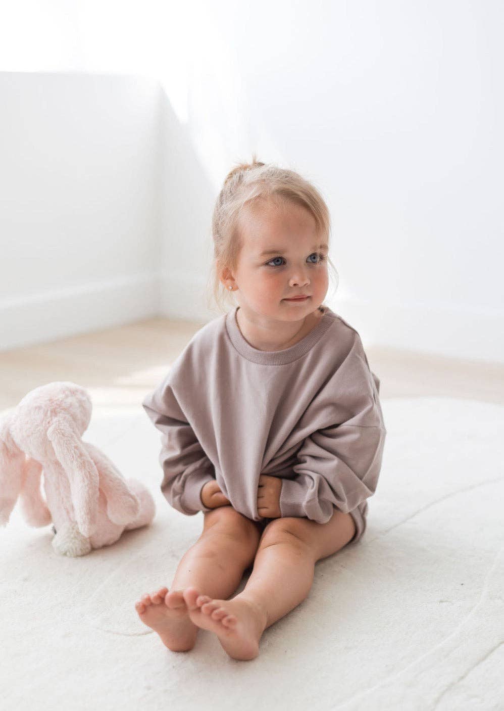 Mila & Co. Sweatshirt Bubble Romper in Pale Mulberry