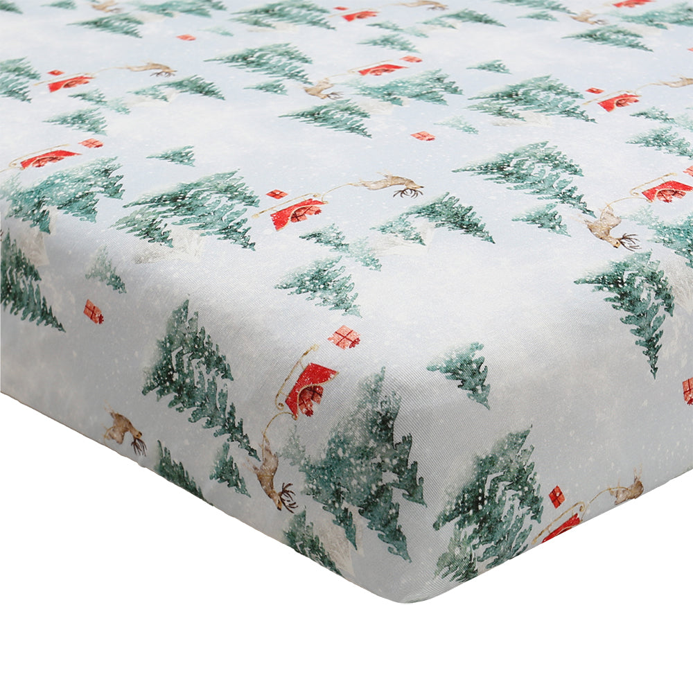 Belan J Bamboo Fitted Crib Sheet in Sleigh Ride