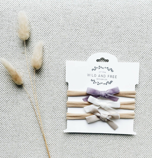 Wild and Free Design Co. Petite Velvet Bow Set in Pastels