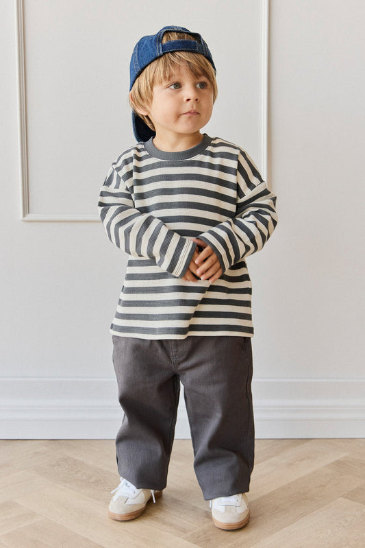 Jamie Kay Organic Cotton Waffle Leith Long Sleeve Top in Oliver Stripe Atlantic/Cloud