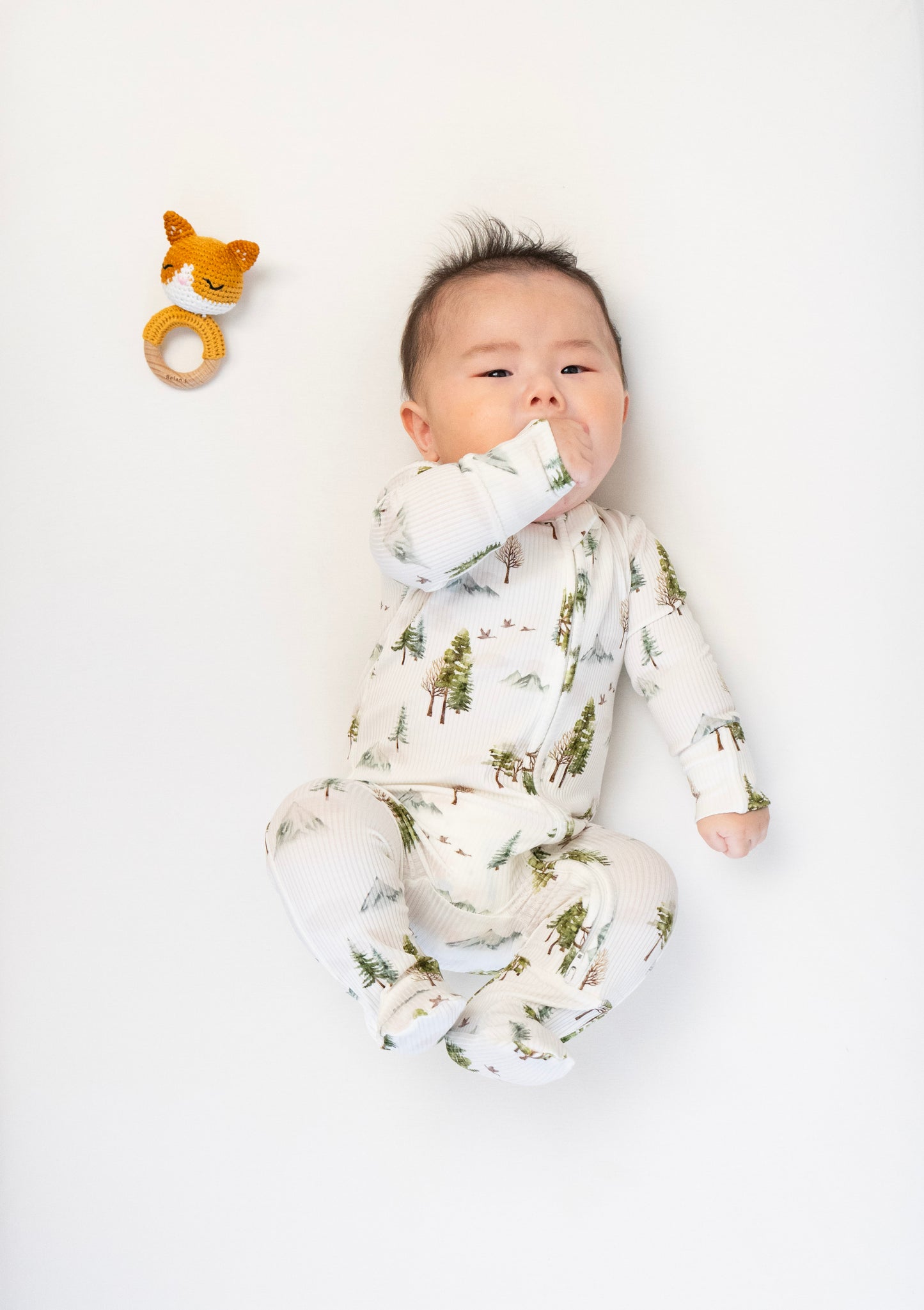 Belan J Ribbed Bamboo Footed Sleeper in Misty Forest