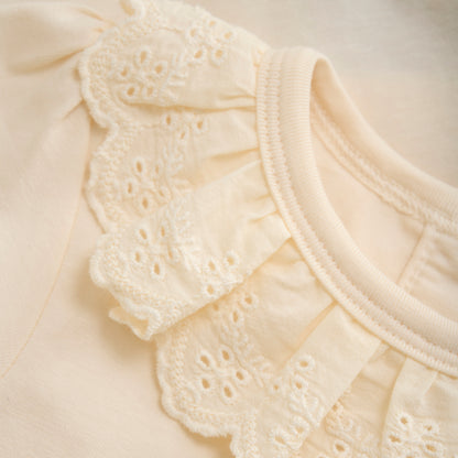 Minymo Collared Bodysuit in White Swan
