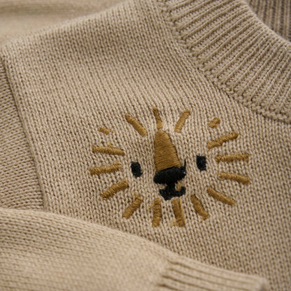 Minymo Knit Cardigan with Embroidered Lions