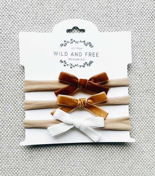 Wild and Free Design Co. Velvet Bow Set in Fall Neutrals