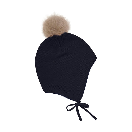 Minymo Detachable Pom Hat in Navy
