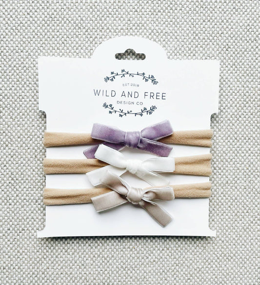 Wild and Free Design Co. Petite Velvet Bow Set in Pastels