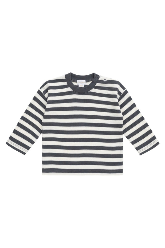 Jamie Kay Organic Cotton Waffle Leith Long Sleeve Top in Oliver Stripe Atlantic/Cloud