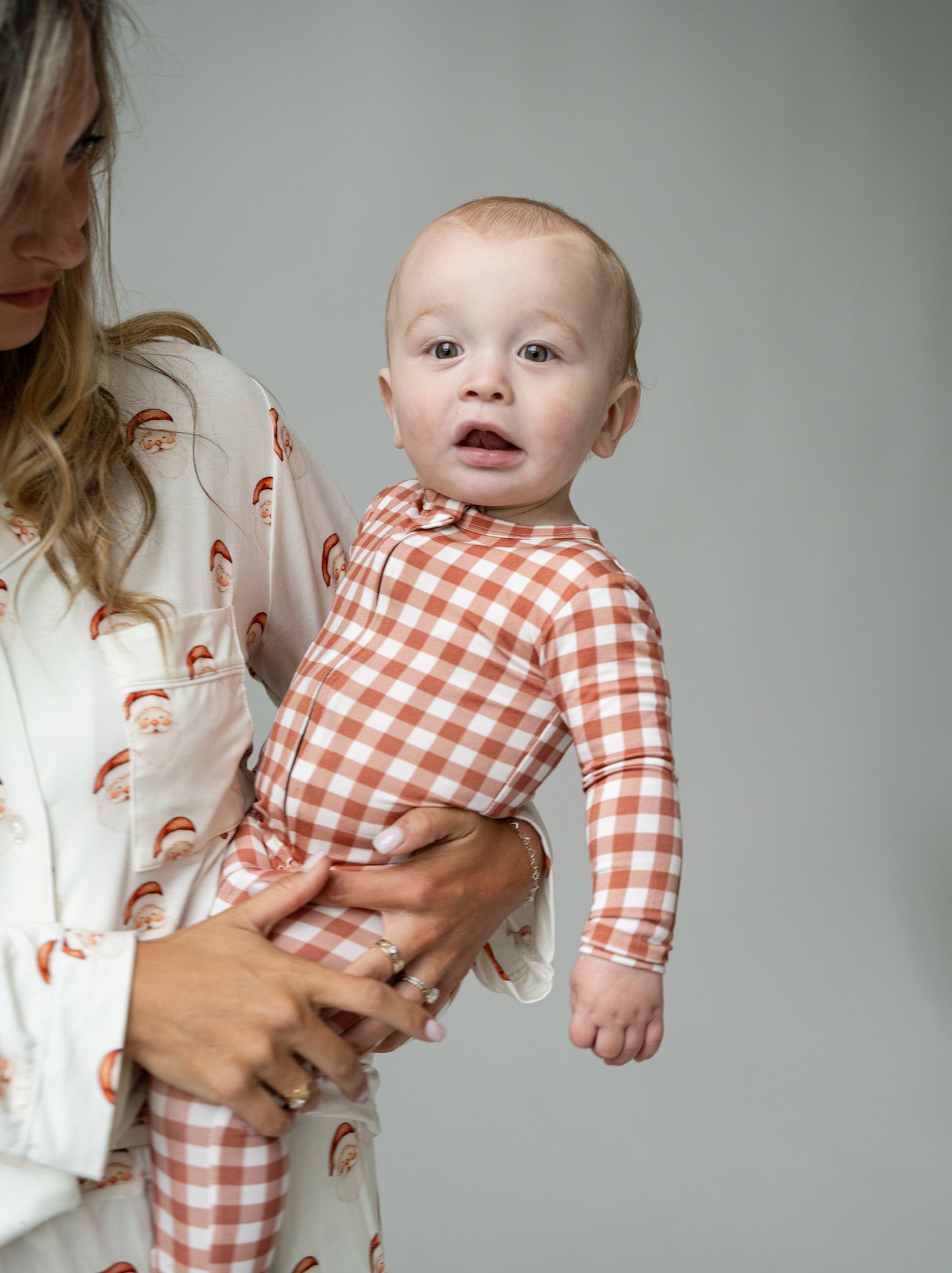 Pip + Phee Ribbed Bamboo Footed Sleeper in Amber Gingham