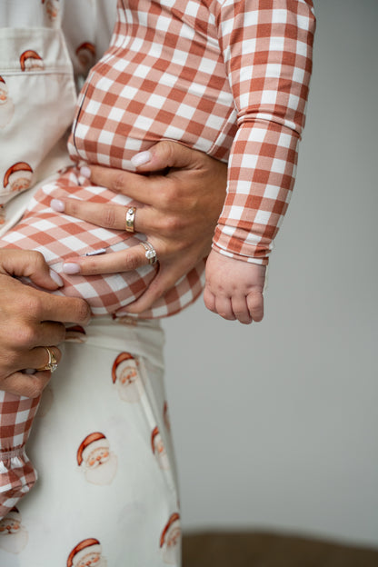 Pip + Phee Ribbed Bamboo Footed Sleeper in Amber Gingham