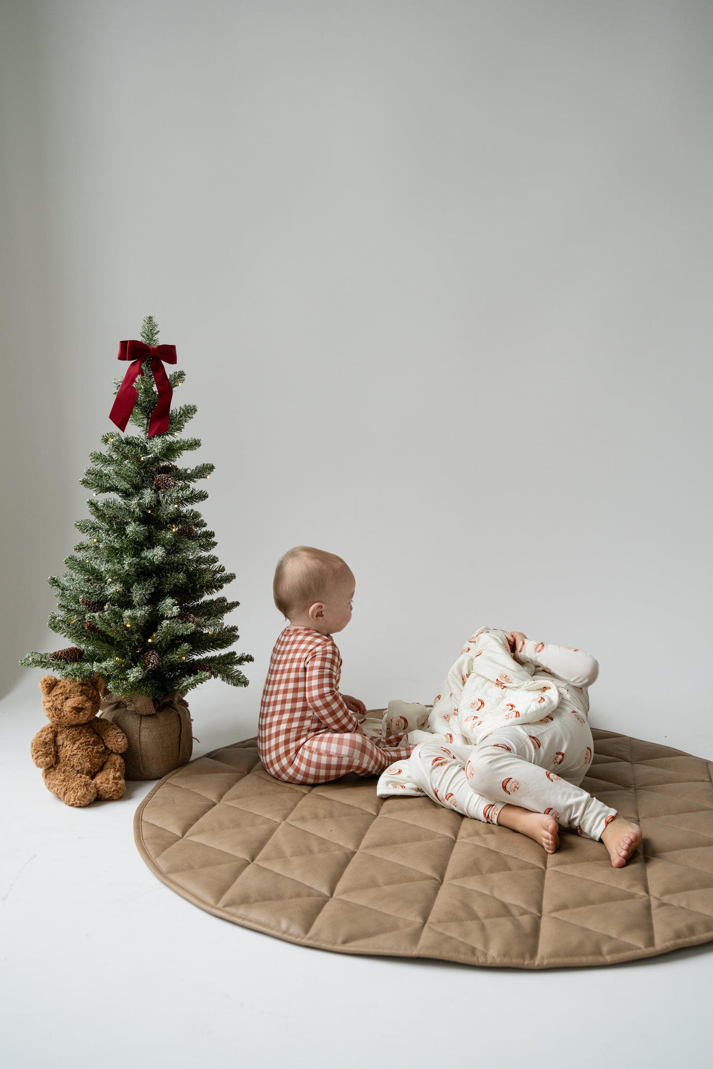 Pip + Phee Ribbed Bamboo Footed Sleeper in Amber Gingham