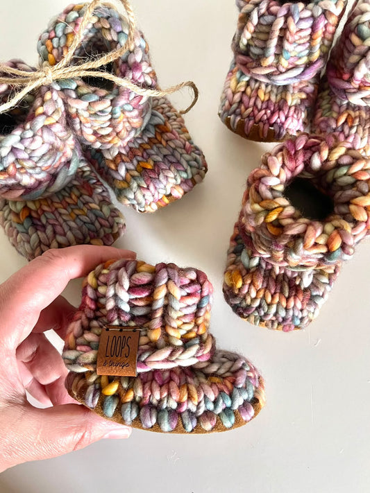 Loops & Things Luxury Merino Wool “Prairie Knit” Handmade Booties
