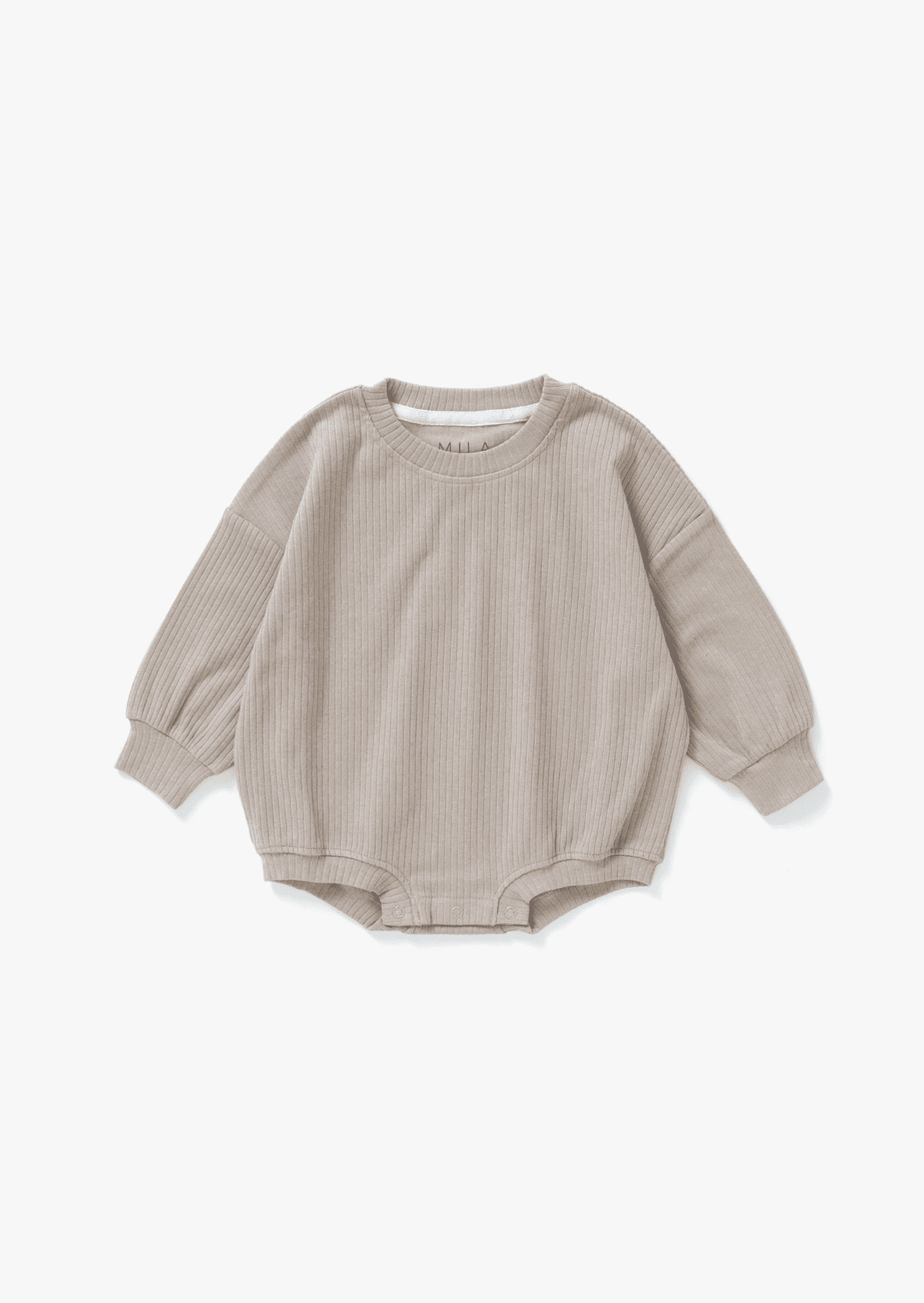 Mila & Co Ribbed Bubble Romper in Mushroom