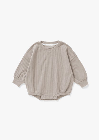 Mila & Co Ribbed Bubble Romper in Mushroom