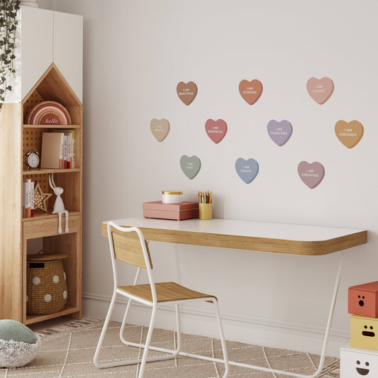Cherrypick Peel & Stick Fabric Wall Stickers - Affirmation Candy Hearts (Muted)