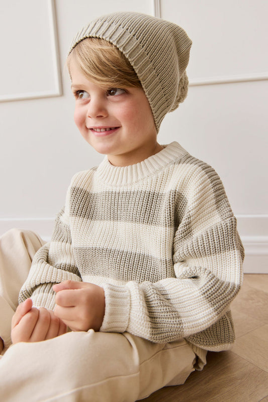 Jamie Kay Johan Knit Jumper in Wide Knit Stripe Cloud/Raindance