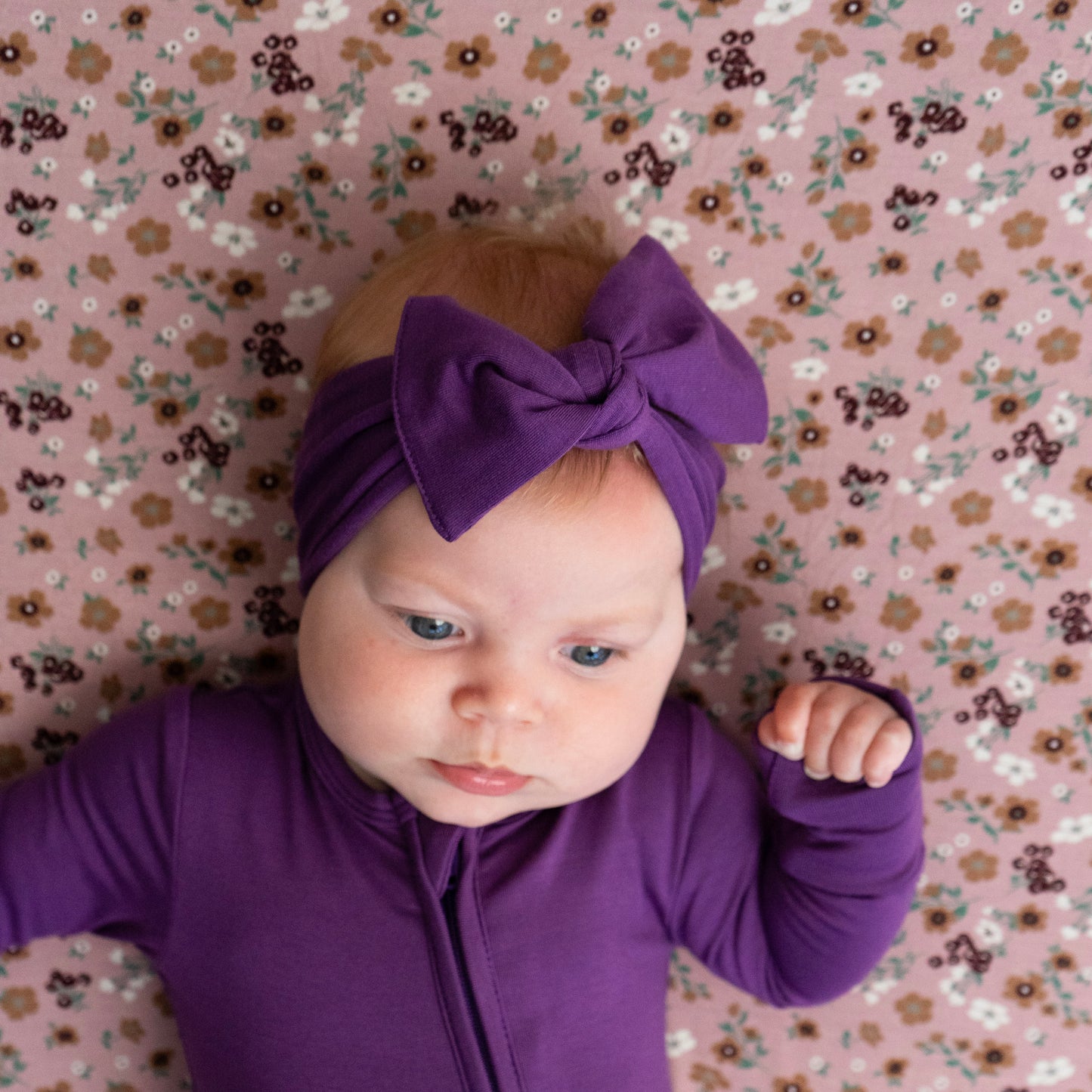 Belan J Bamboo Headband Bow in Deep Plum