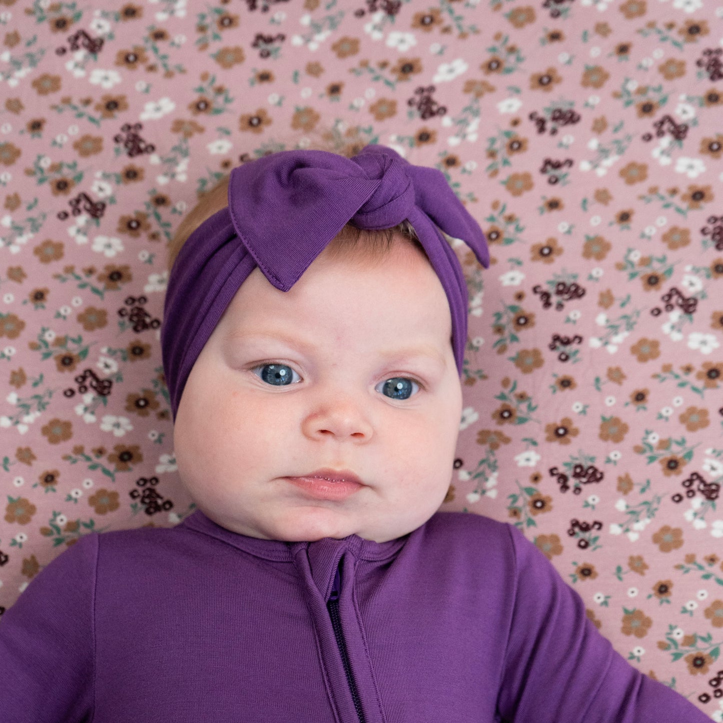 Belan J Bamboo Headband Bow in Deep Plum