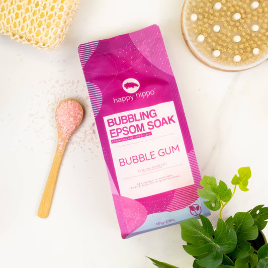 Happy Hippo Bath - Bubble Gum - Bubbling Epsom Soak 600g