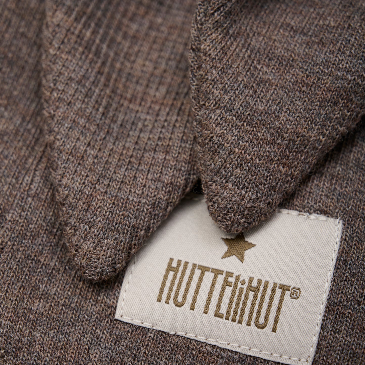 Huttelihut Wool Ribbed Balaclava in Brown Melange