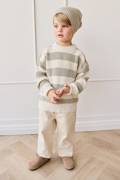 Jamie Kay Johan Knit Jumper in Wide Knit Stripe Cloud/Raindance