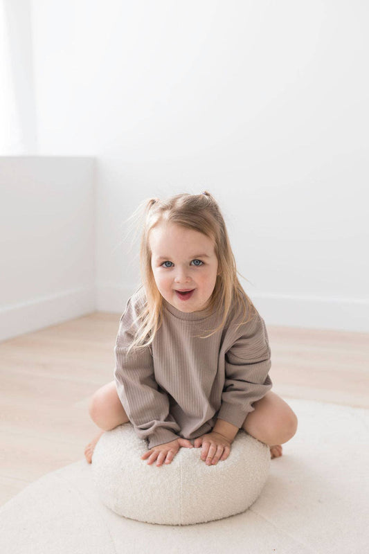 Mila & Co Ribbed Bubble Romper in Mushroom