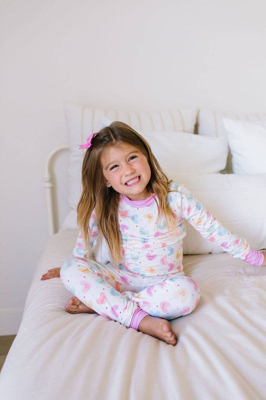 Ollie Jay 2 piece Bamboo Pajama Set in Candy Hearts