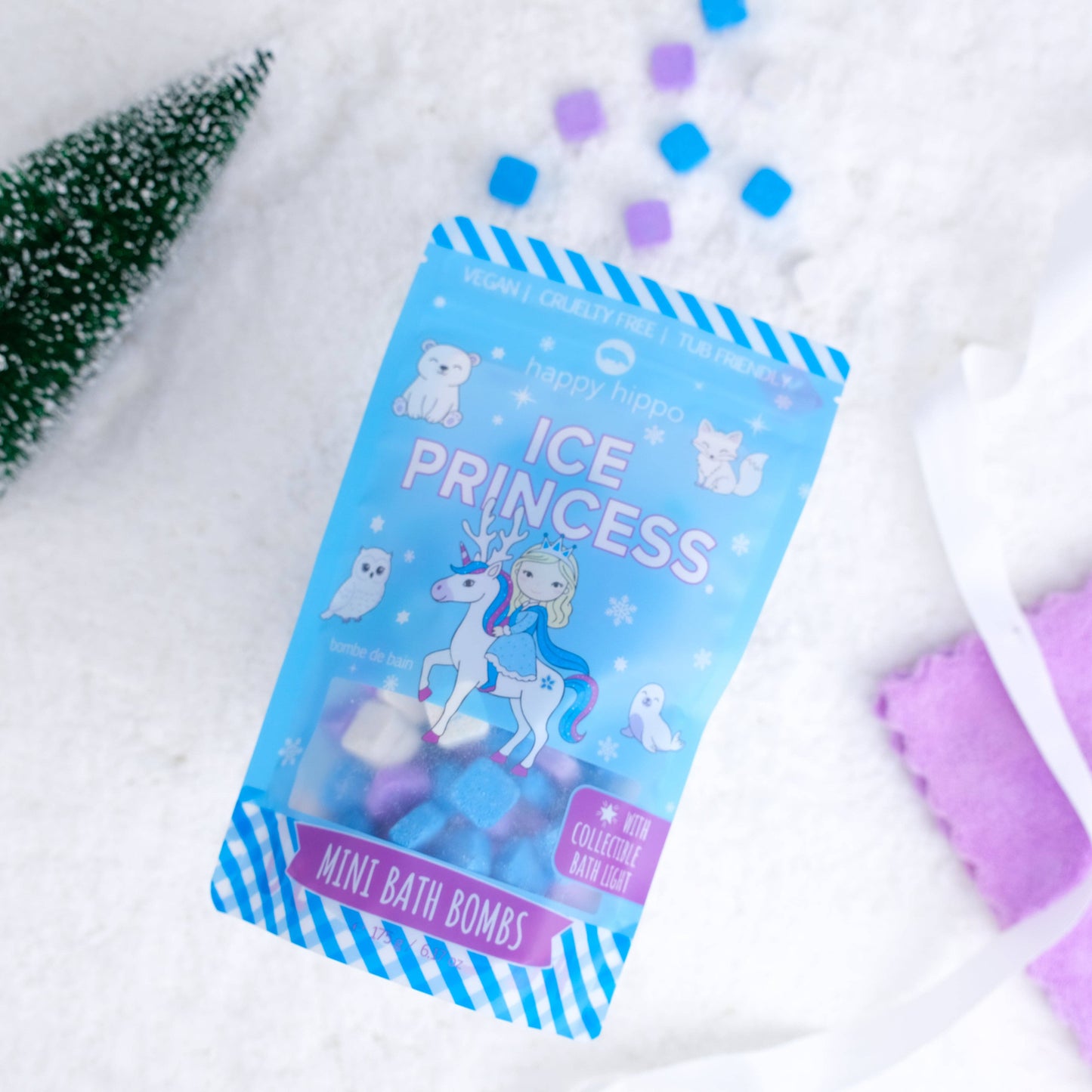Happy Hippo Ice Princess Mini Bath Bombs with Bath Light