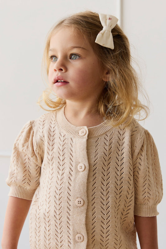 Organic Cotton Noelle 2 Pk Bow in Simple Flowers Egret