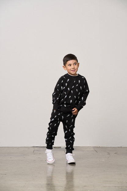 Little Bipsy Pullover in Black Lightning Bolt