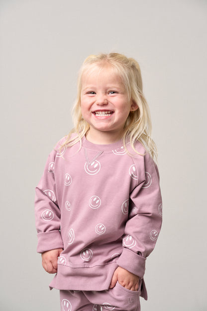 Little Bipsy Pullover in Dusty Purple Smiley