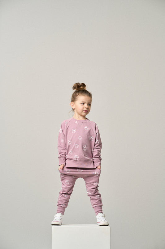 Little Bipsy Pullover in Dusty Purple Smiley