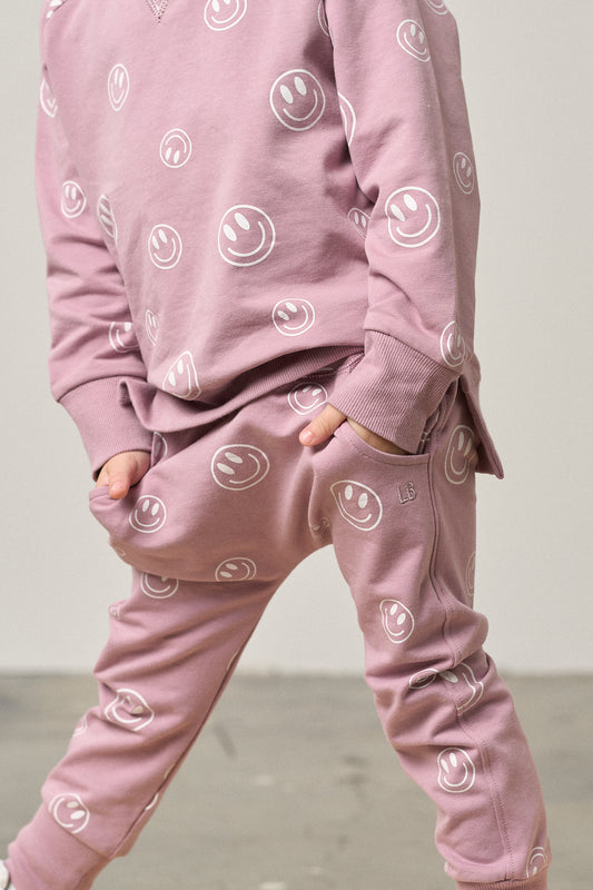 Little Bipsy Pullover in Dusty Purple Smiley